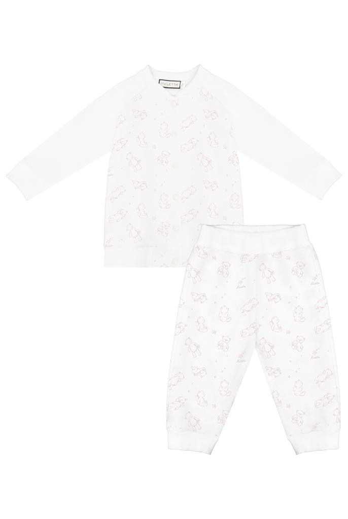 Костюм «Розовые мишки» (бомбер и джоггеры), белый
