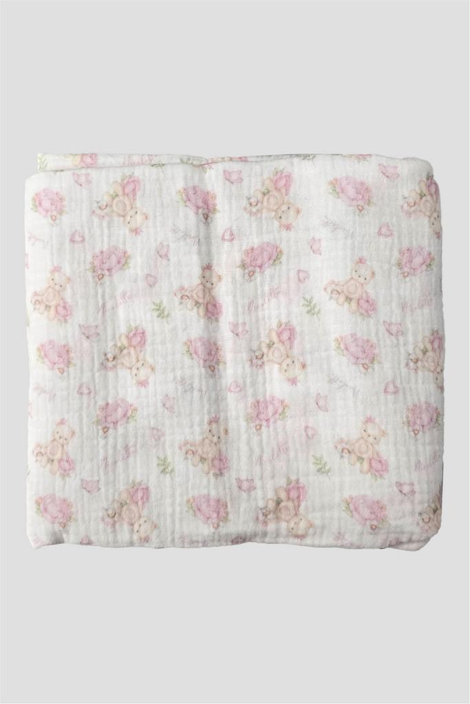 Муслиновая пеленка «Мишка», белая