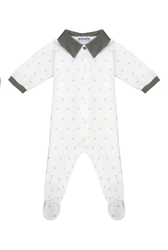 Слип с ножкам «Гольф», мячики и зеленый воротничок