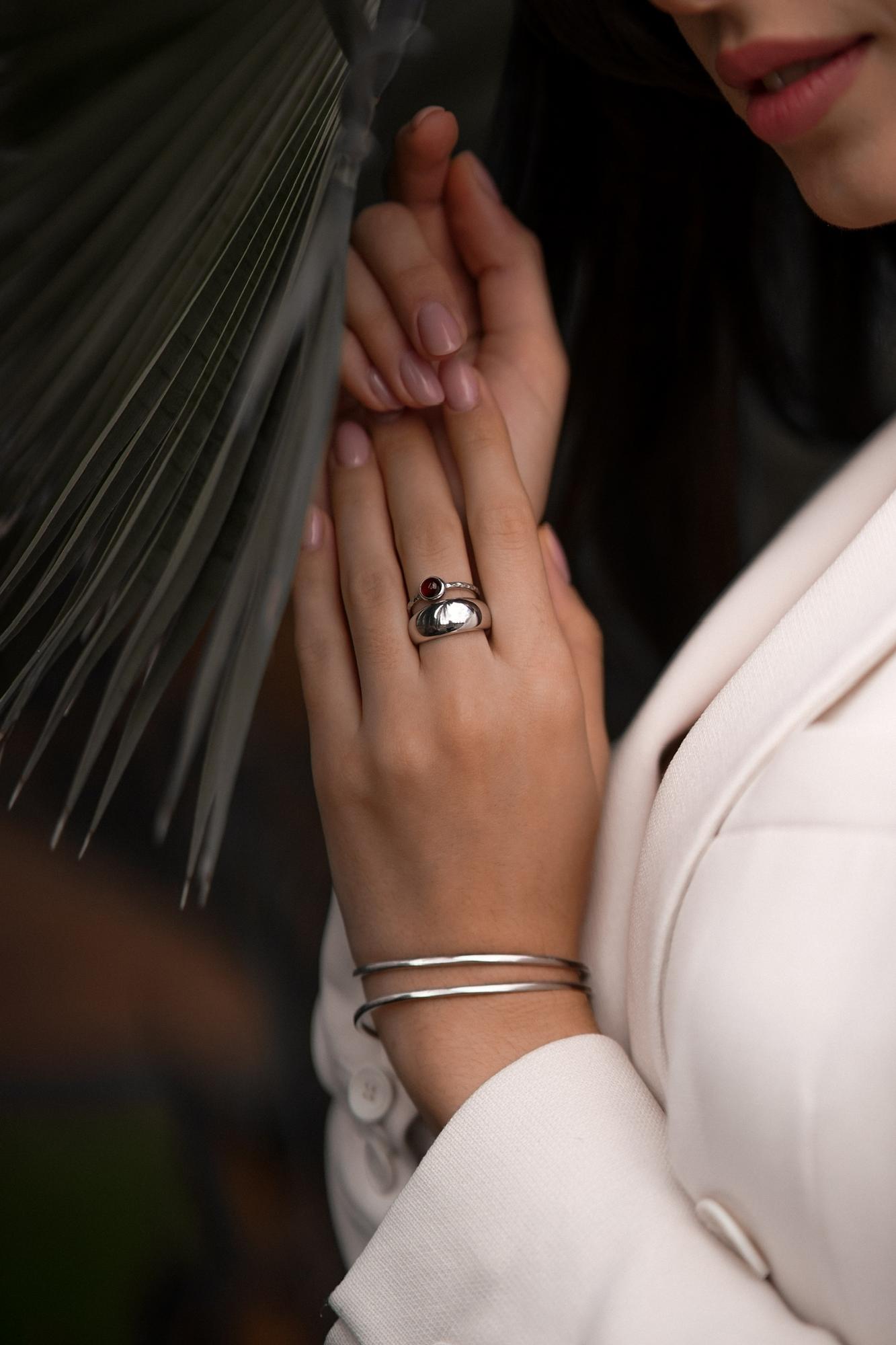 Серебряное дутое узкое кольцо