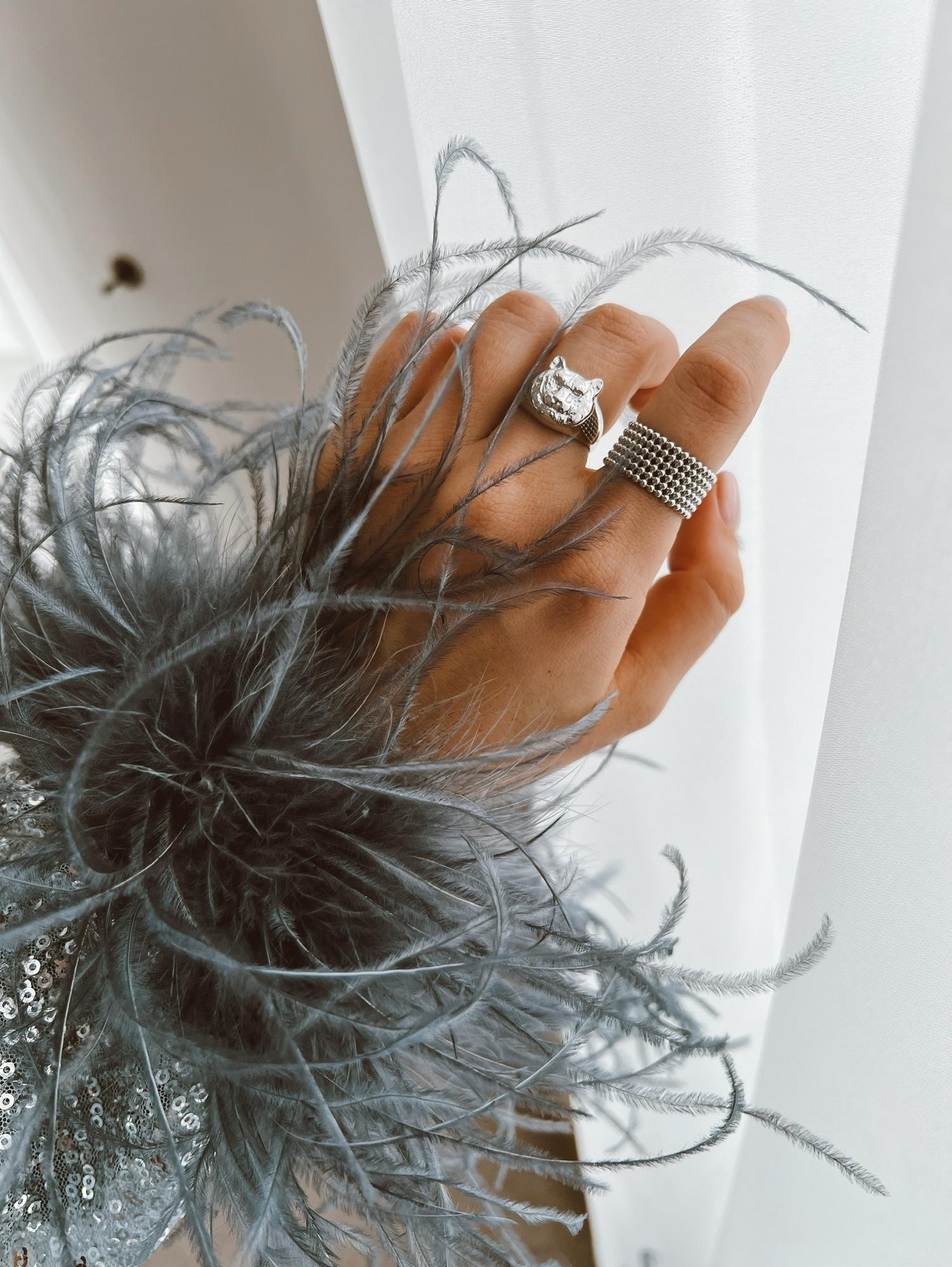 Серебряное широкое кольцо "Bubble"