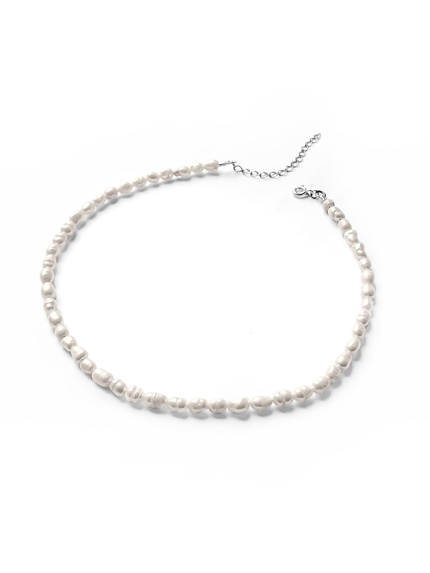 Серебряное колье-чокер "Mango sticky rice" с культивированным жемчугом