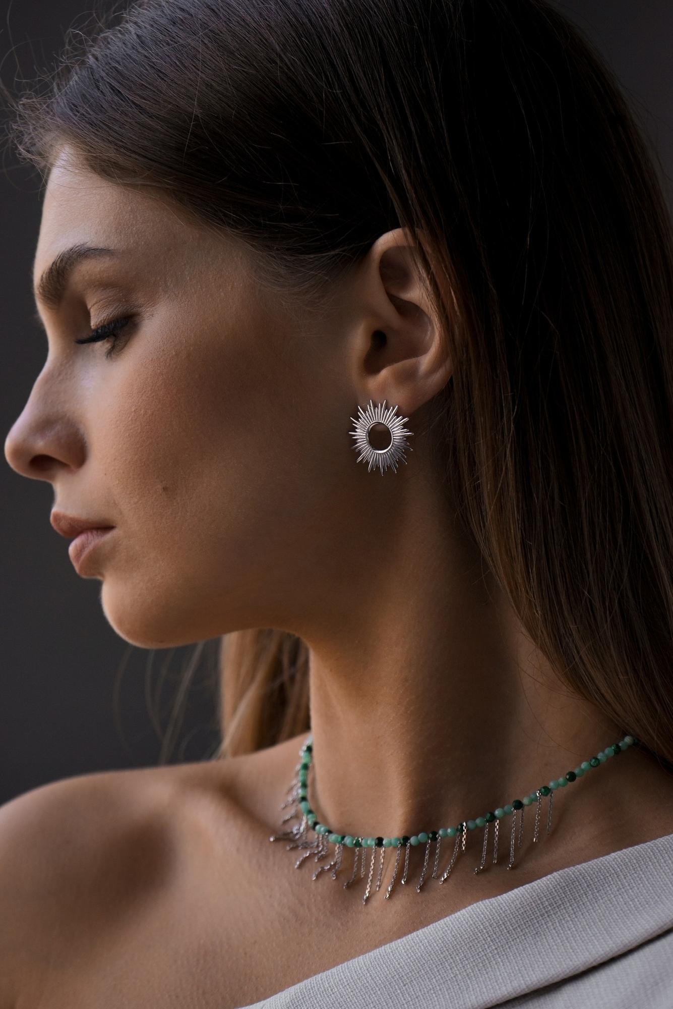 Серебряные серьги-пусеты "Helios"