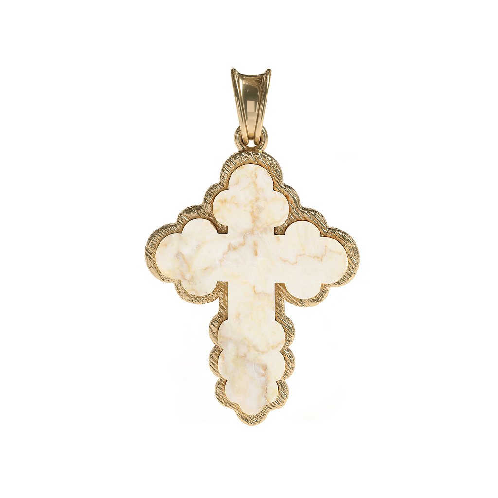 Кулон CROSS молочный янтарь
