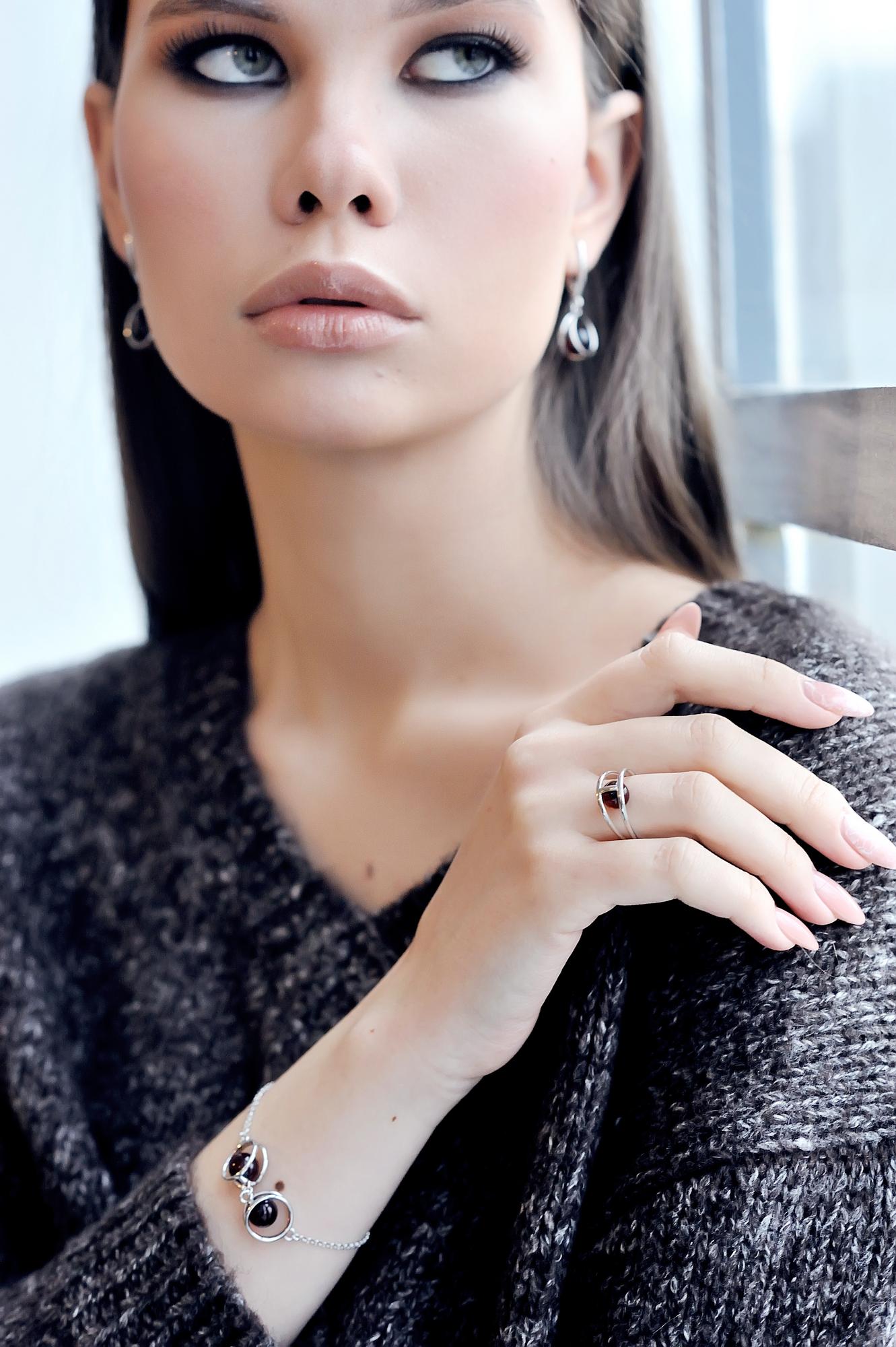 Кольцо с натуральным янтарем R10006RV