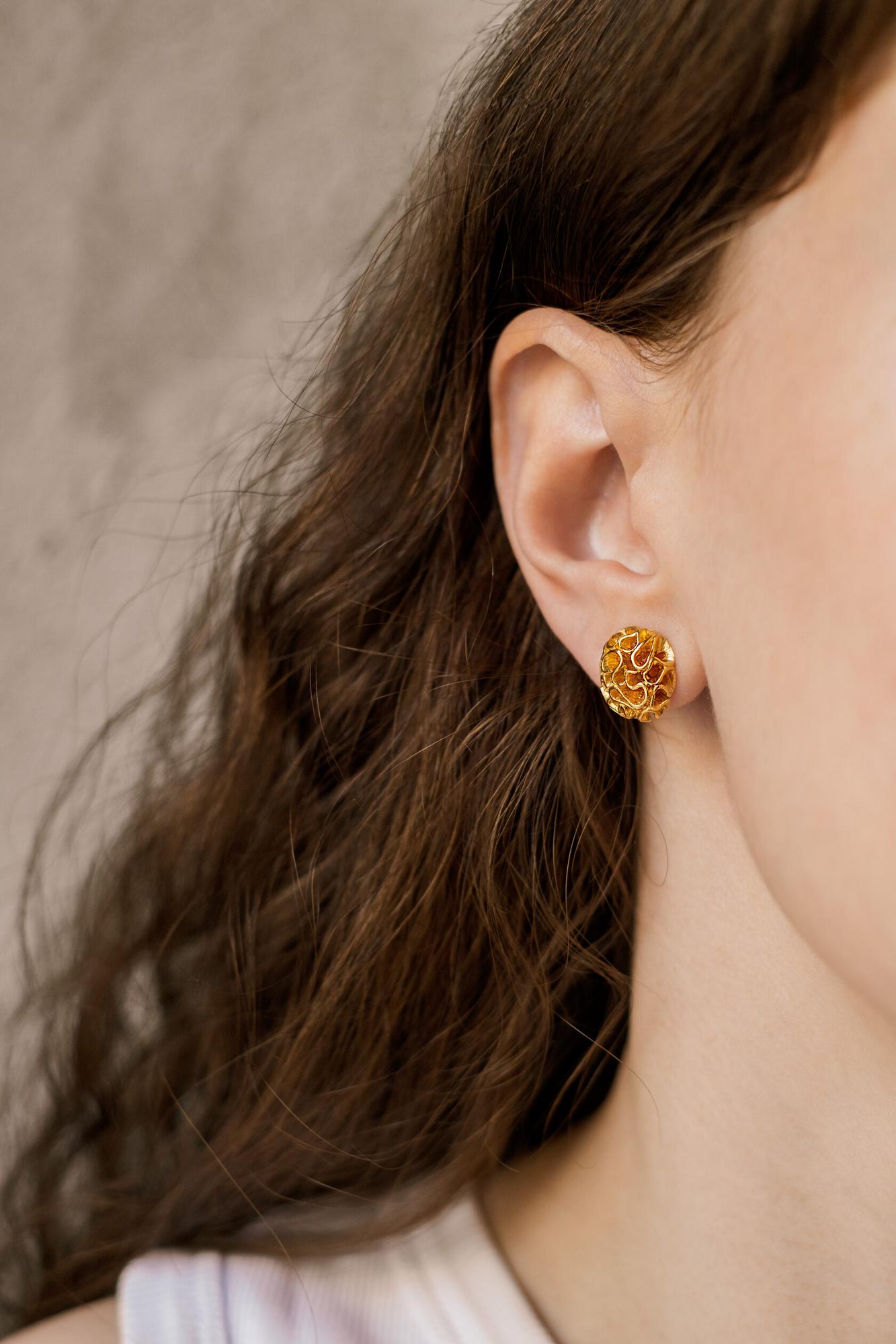 Серьги Кружево с позолотой