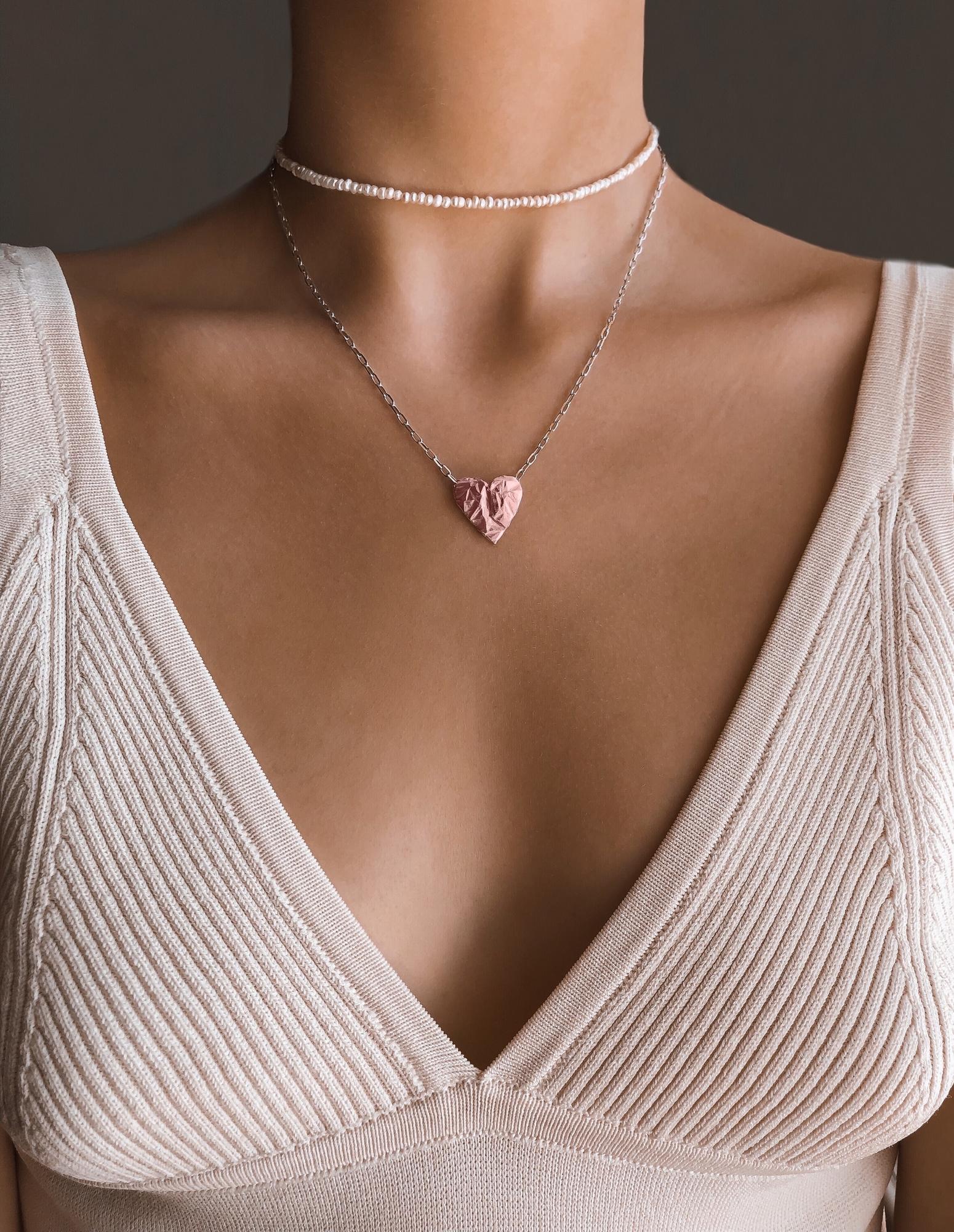 Колье сердце "Folio" pink