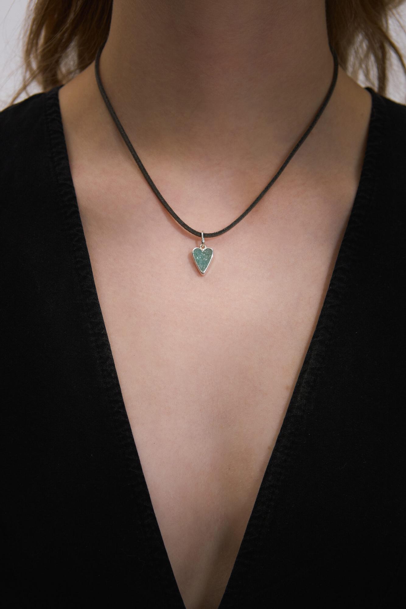 Кулон "сердце" с натуральным камнем