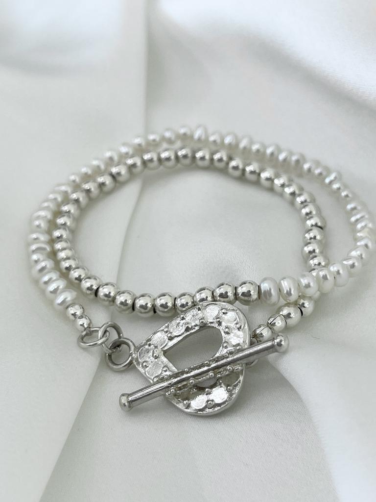 Bracelet "Pearls and silver LOVE"