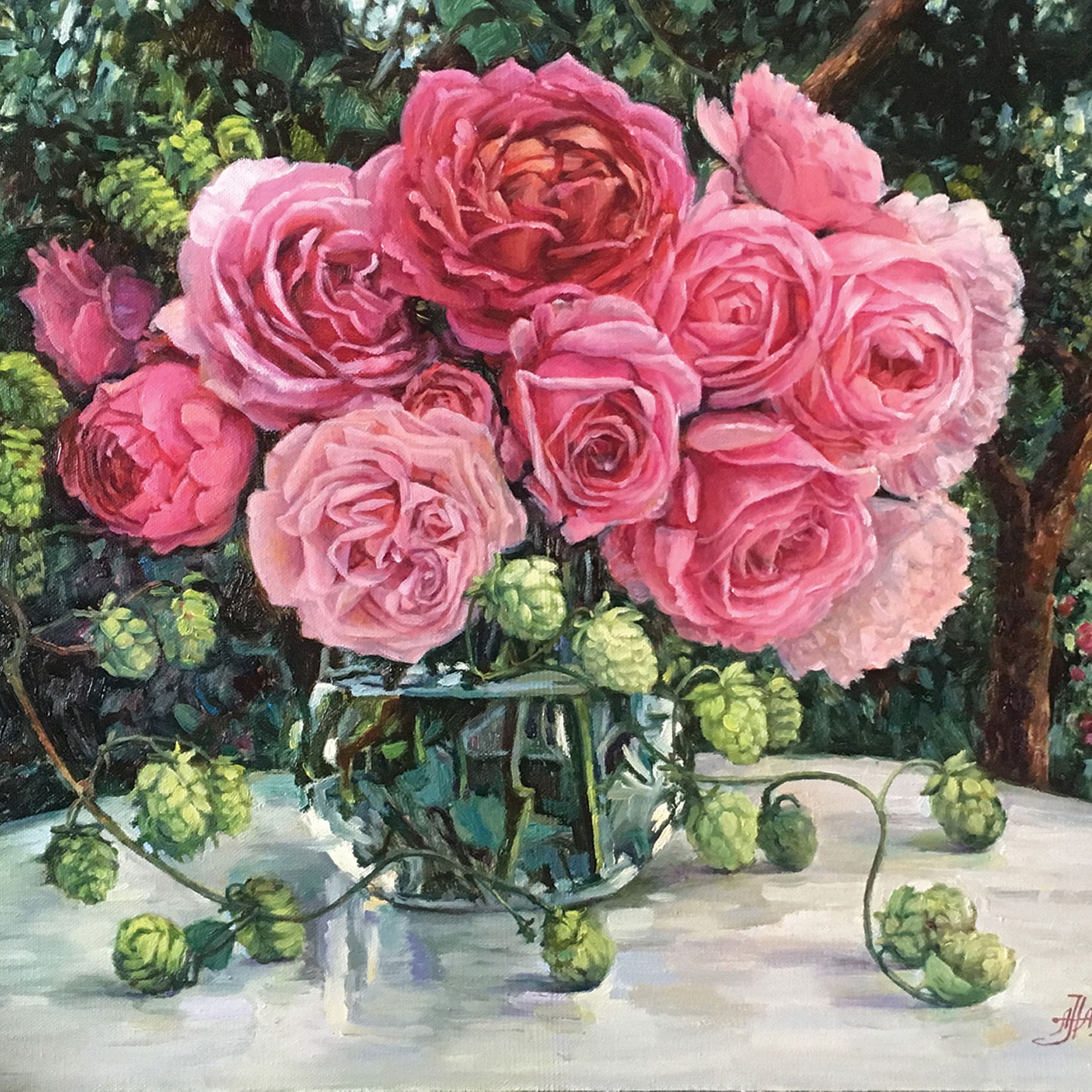 Открытка "Розовые розы"