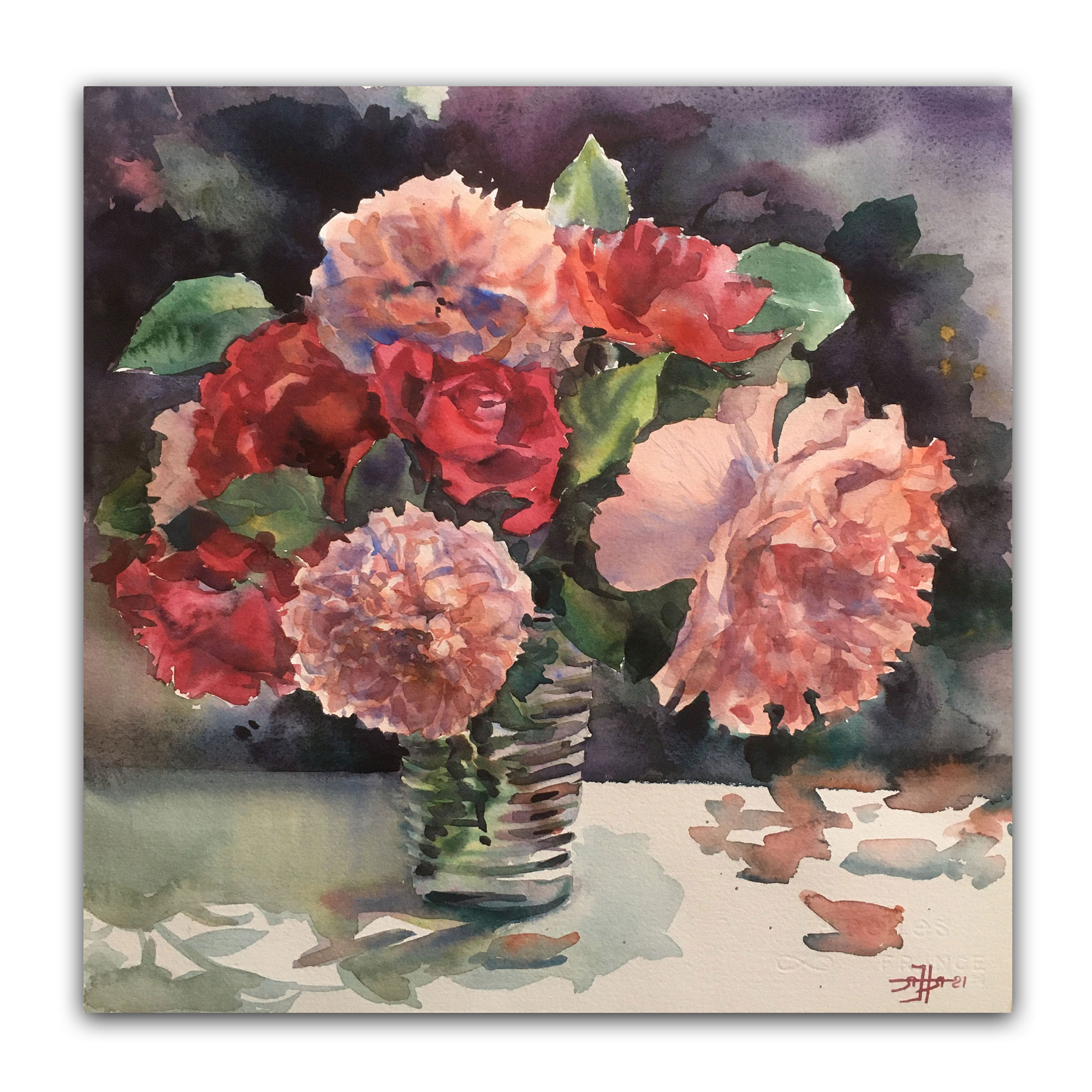 Картина "Розы в стакане"