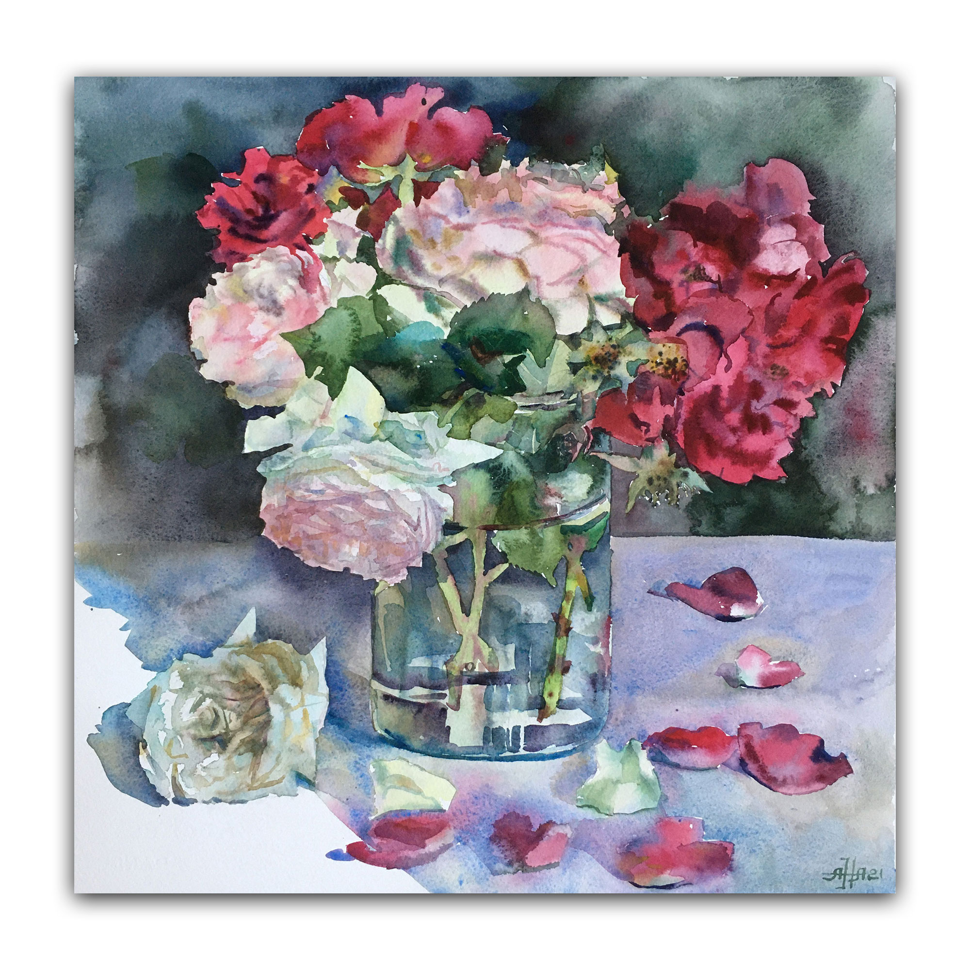 Картина "Розы в банке"
