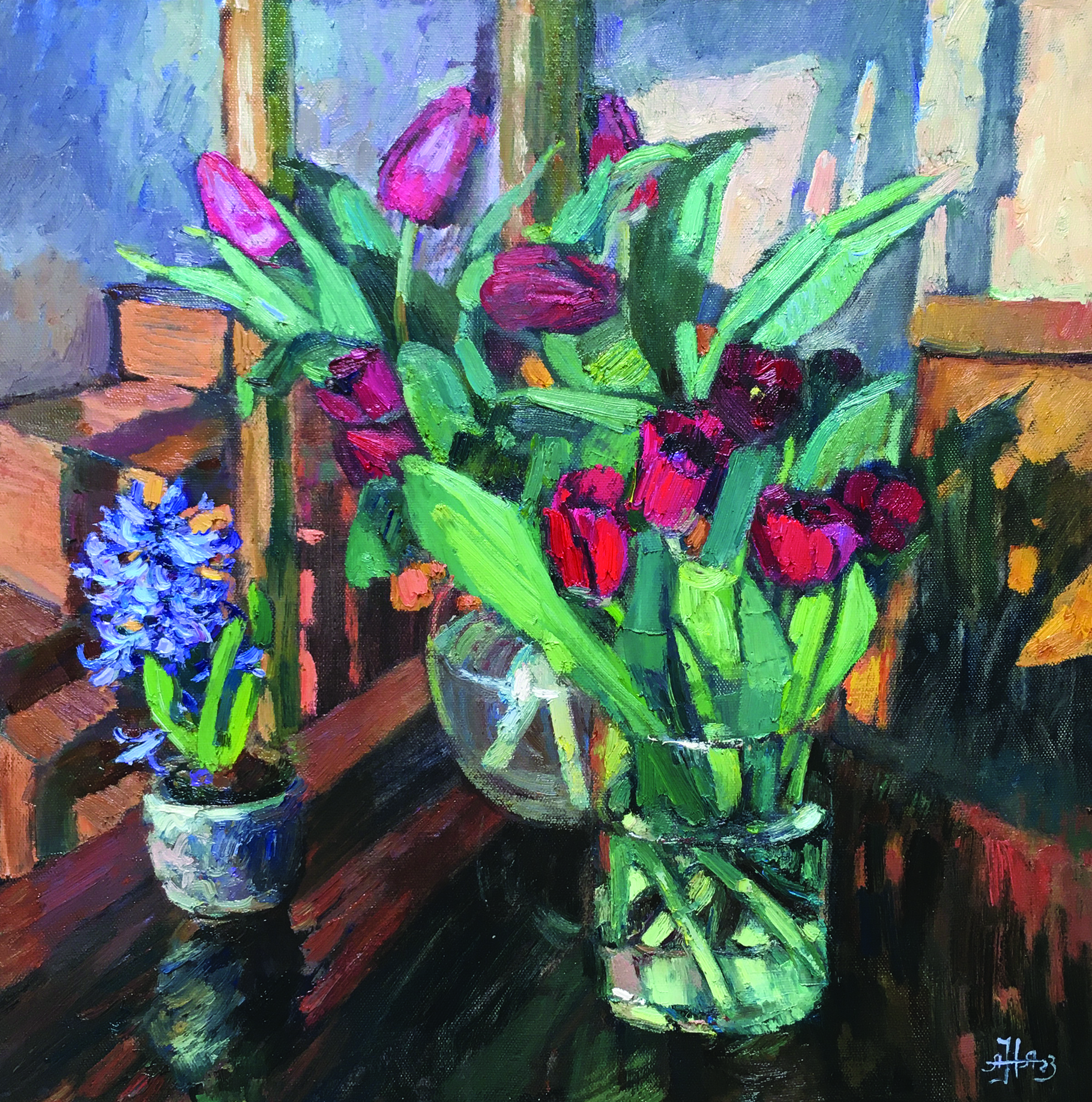 Открытка "Тюльпаны и гиацинт"