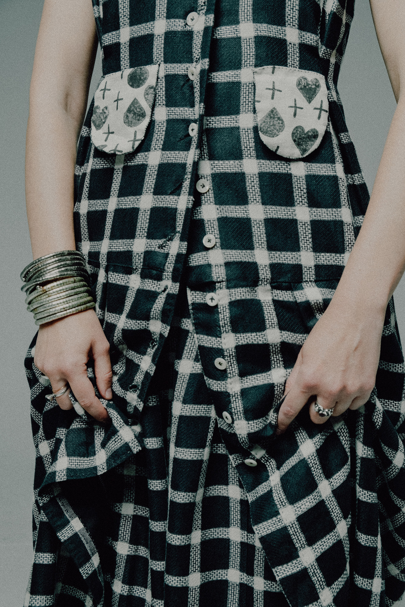 A hand-sewn dress made of vintage linen