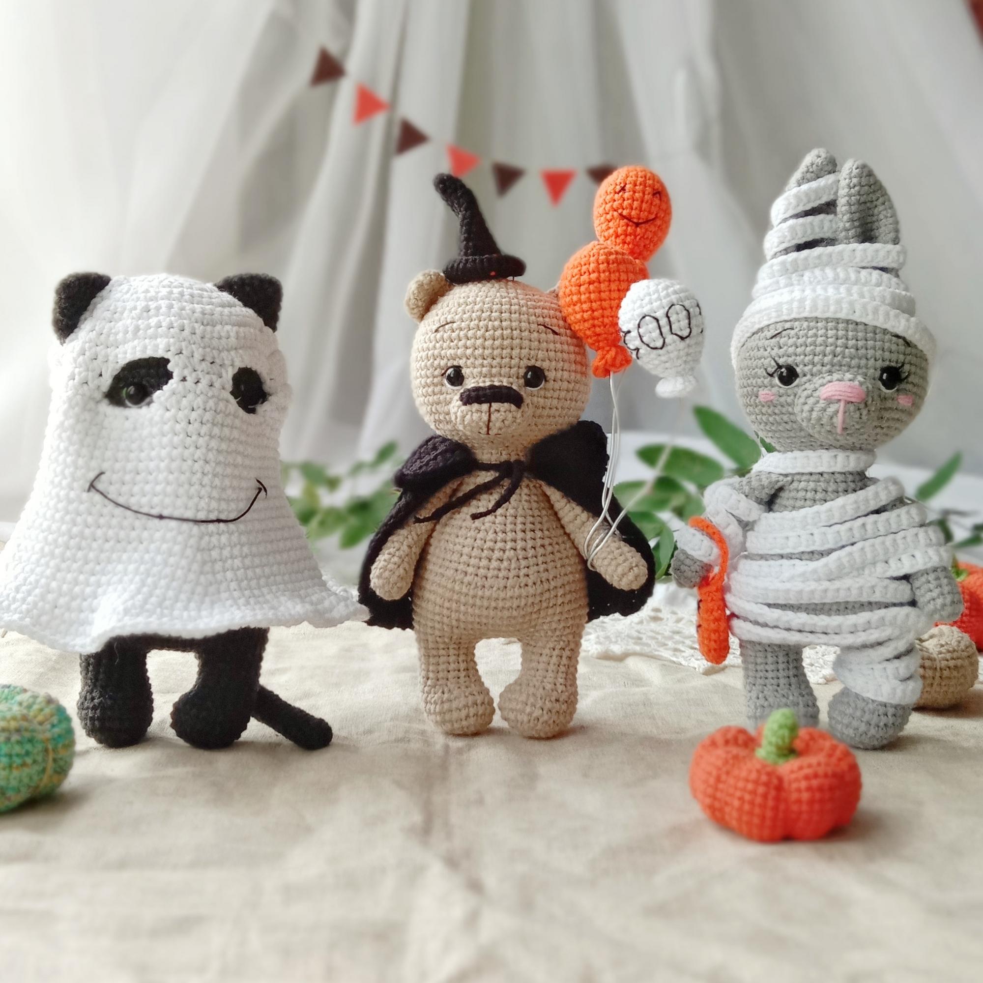 Набор из 3х мастер-классов "Мишка, Зайка и Котик в костюмах на Halloween"
