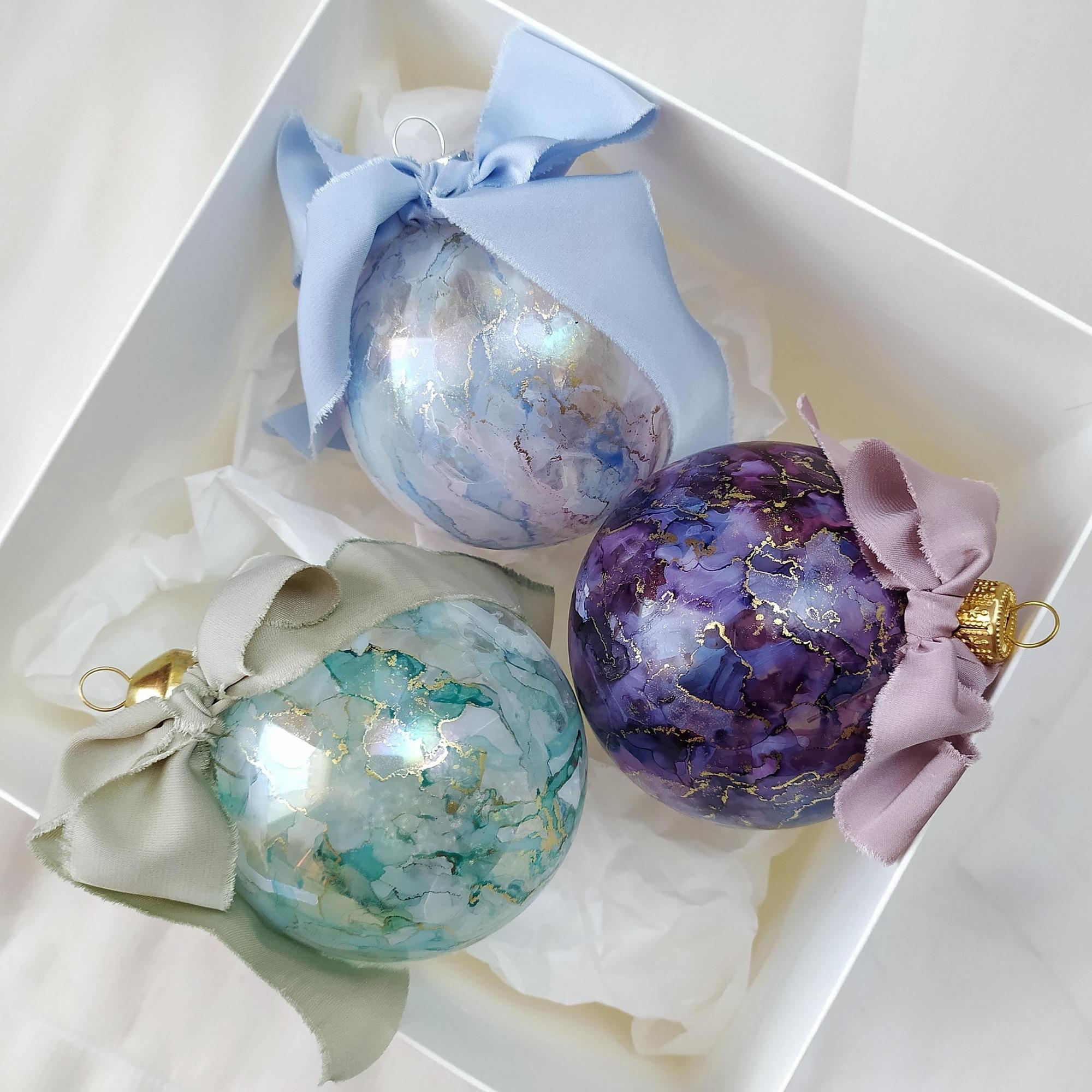 НАБОР ИЗ 3 НОВОГОДНИХ ШАРОВ НА ЕЛКУ РУЧНОЙ РАБОТЫ