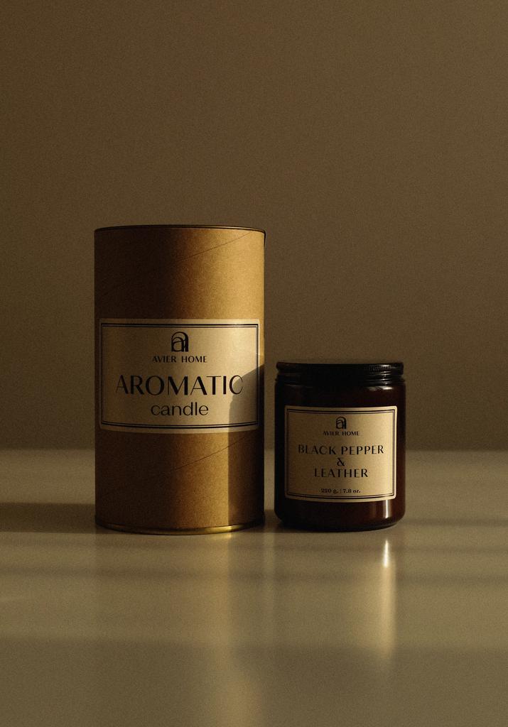 Свеча ароматическая | BLACK PEPPER & LEATHER | 220 гр.