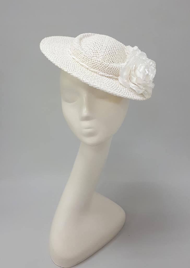 Соломенная шляпа "Алиса". Цвет молочно-белый