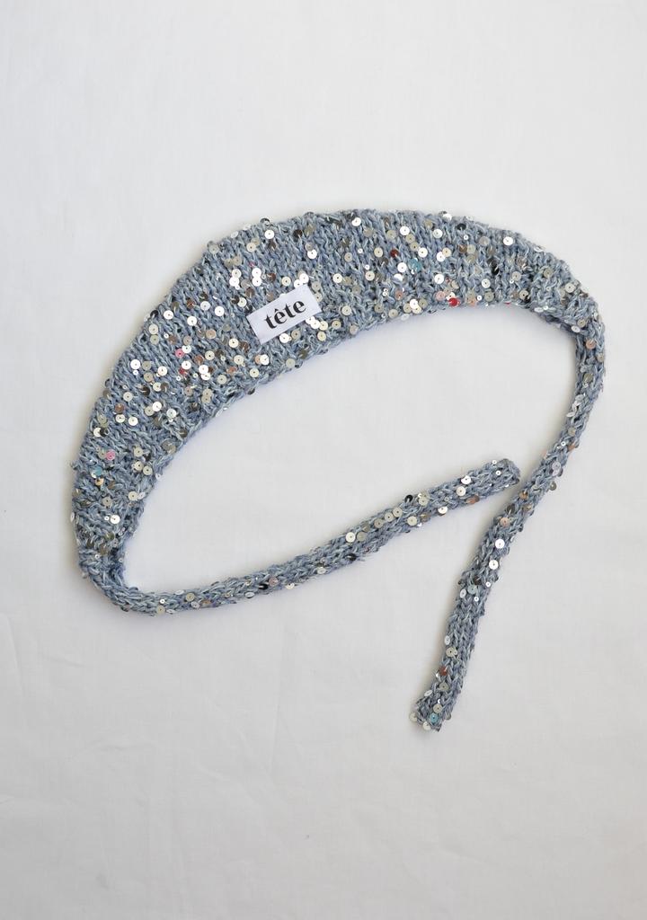 Мини-чепчик с пайетками серо-сиреневый