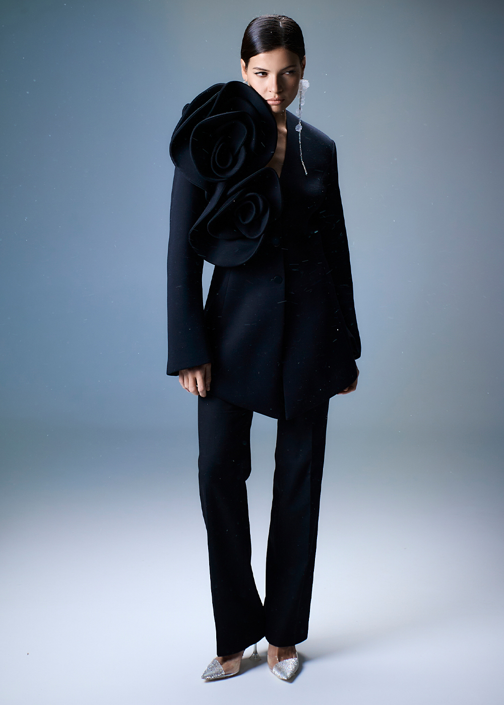 Jacket with roses black