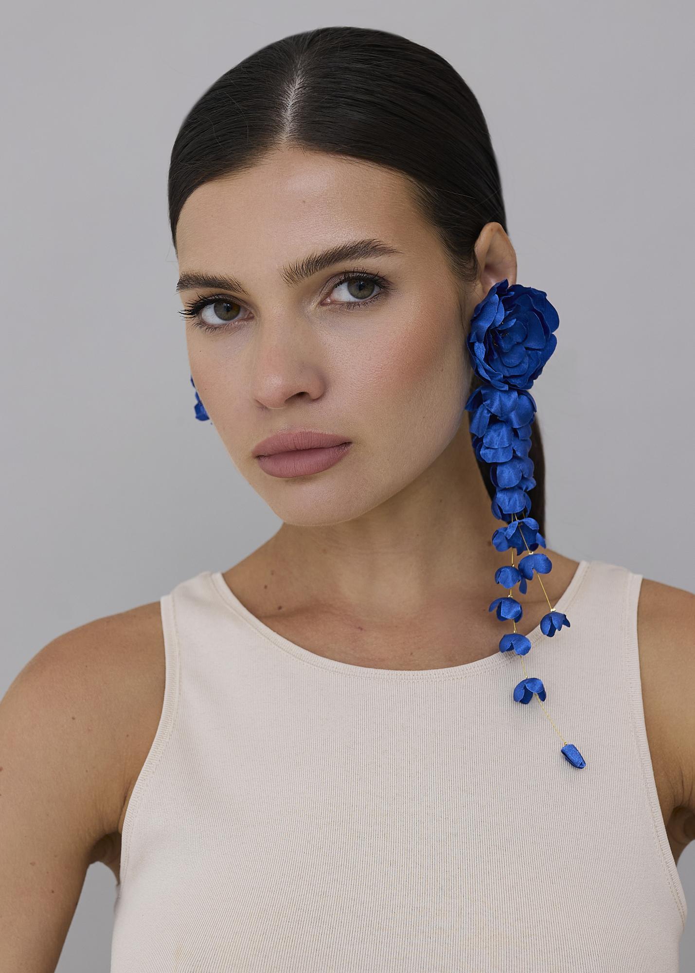 Earrings-bunch pair, blue