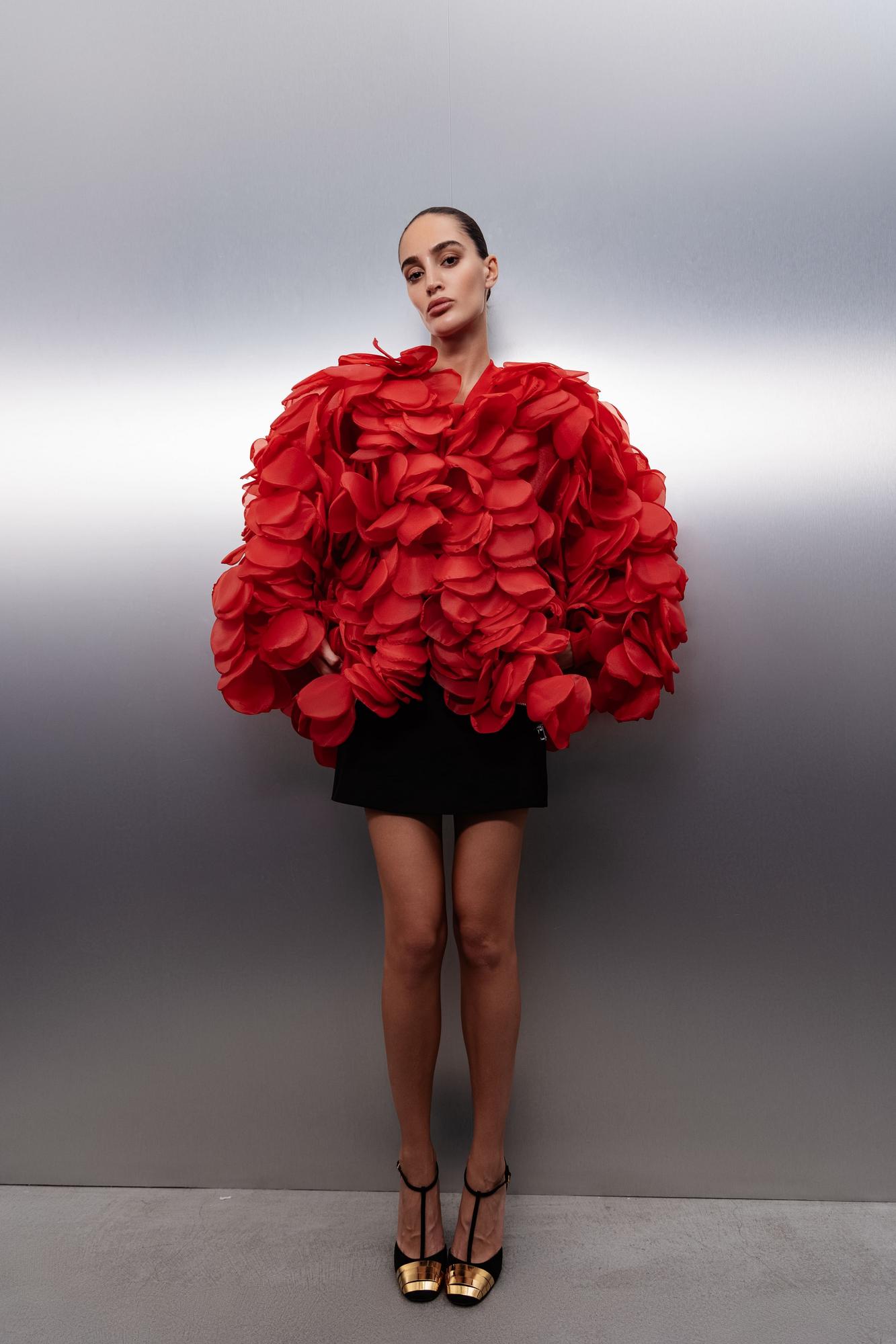 Bomber with petals, red
