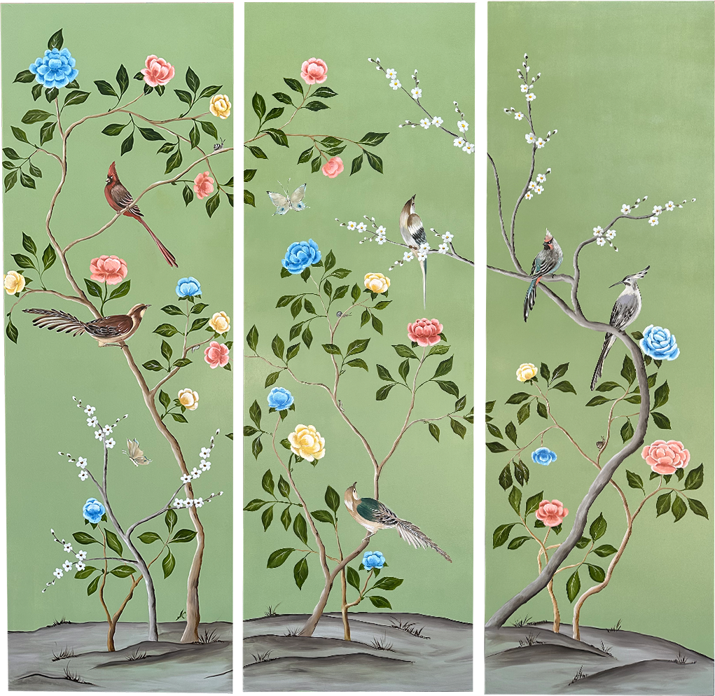 CHINOISERIE_triptych_GREEN