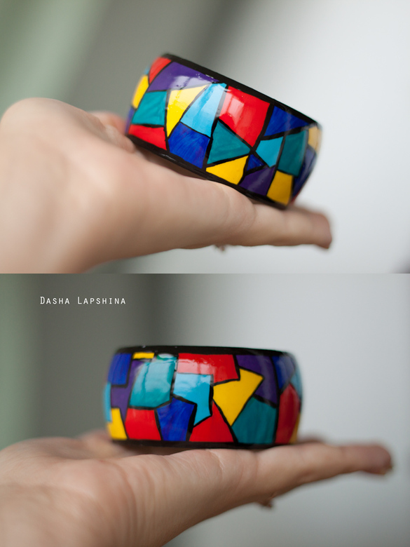 Деревянный браслет с росписью "Абстрактно"