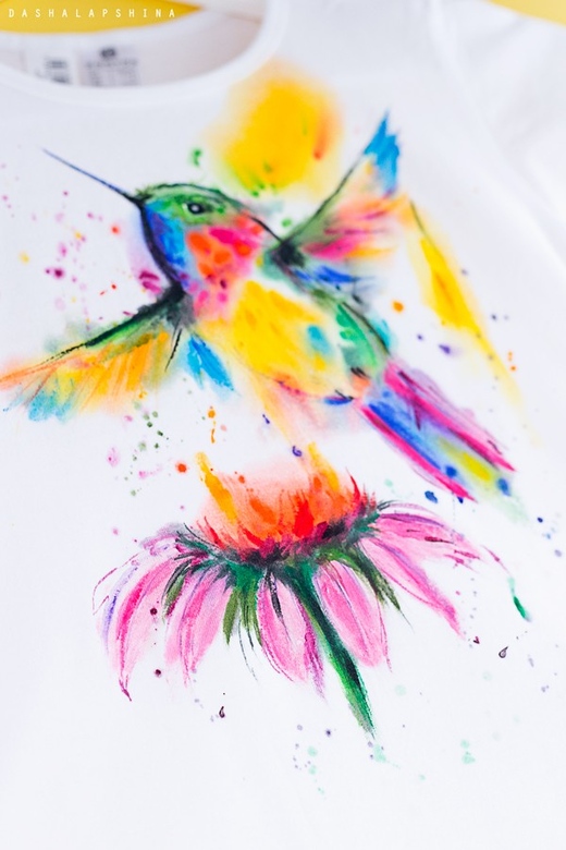 Детская Футболка с росписью Fantastic Colibri