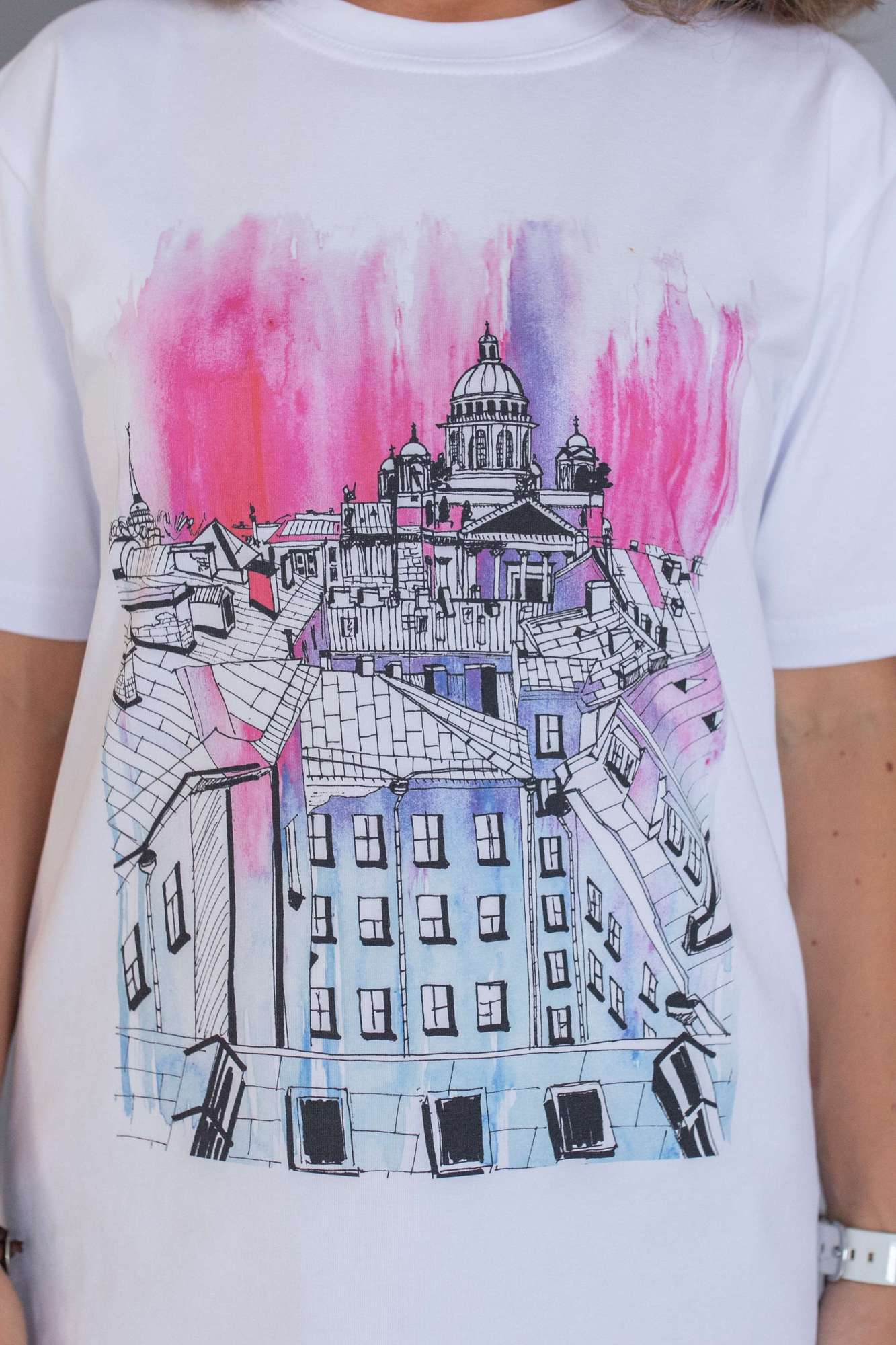 Футболка - Исаакиевский собор в розовом цвете