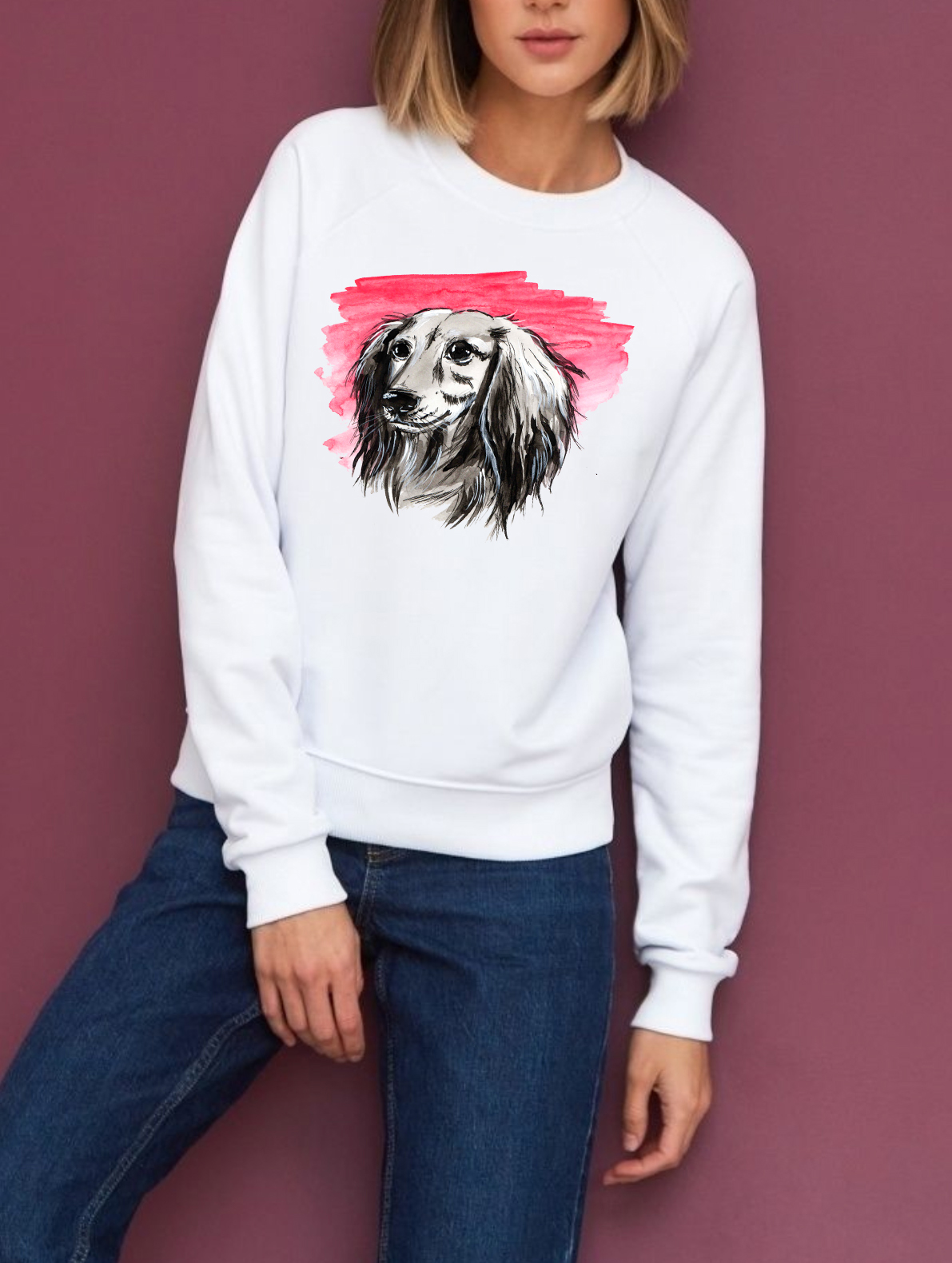 Худи или свитшот с росписью - Длинношерстная такса