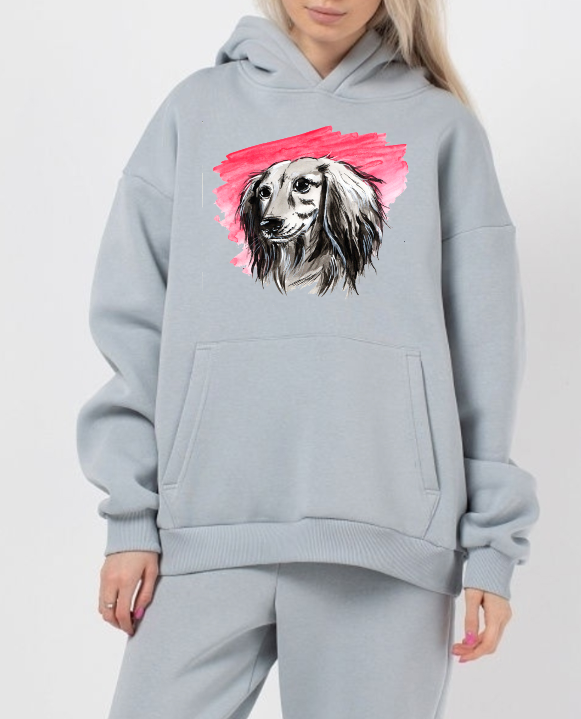 Худи или свитшот с росписью - Длинношерстная такса