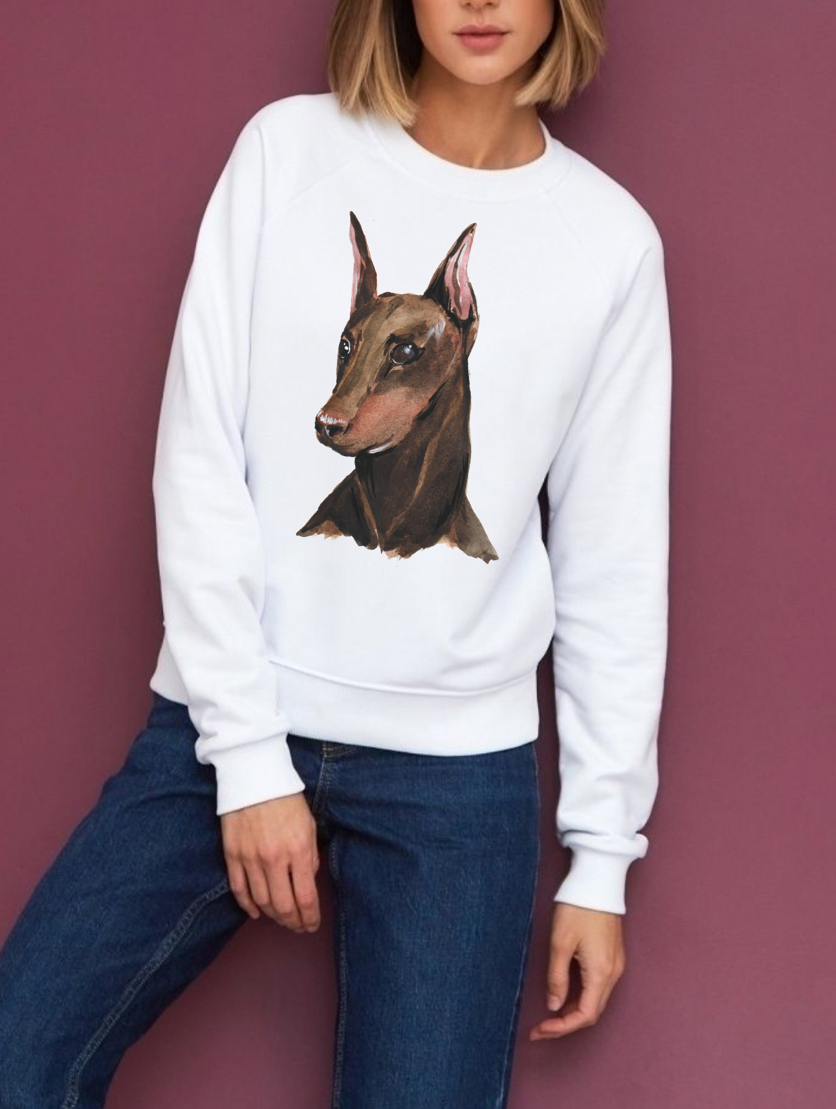 Худи или свитшот с росписью - Доберман