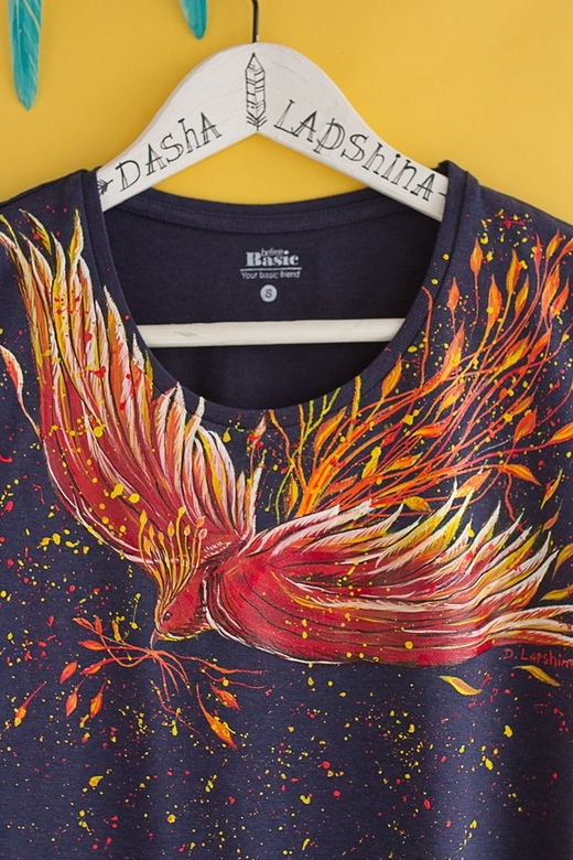 Футболка с росписью - Феникс