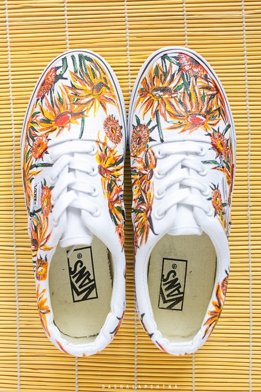 Кеды Vans с росписью - Подсолнухи Ван Гога