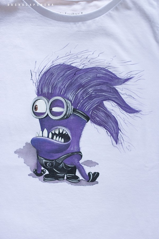 Футболка с росписью со злым миньоном