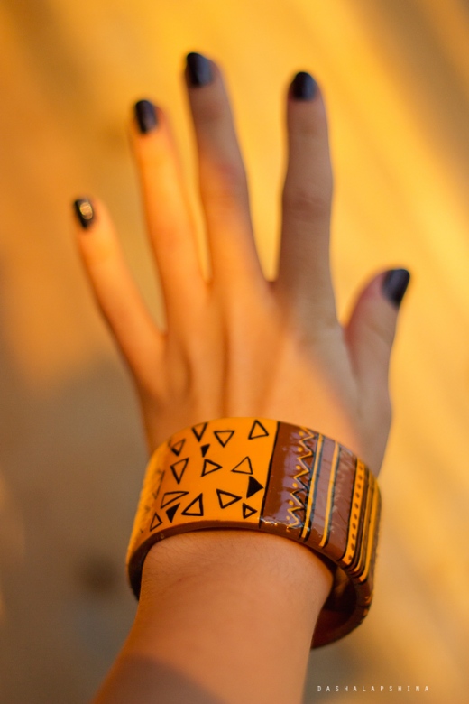 Браслет с росписью "Осенняя геометрия"