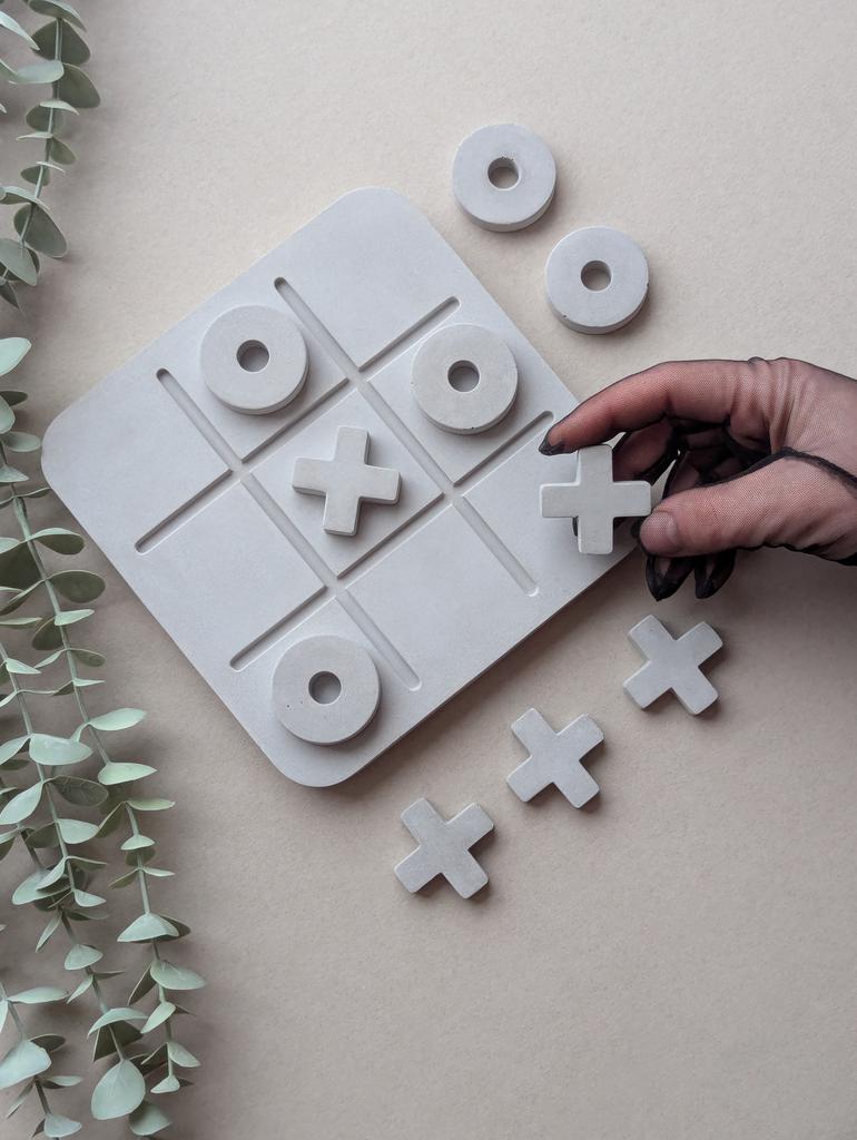 Настольная игра из бетона крестики - нолики BRUNI (серый/серый)