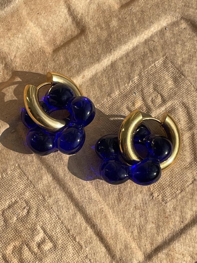 Серьги базовые с подвесками цветочками Indigo