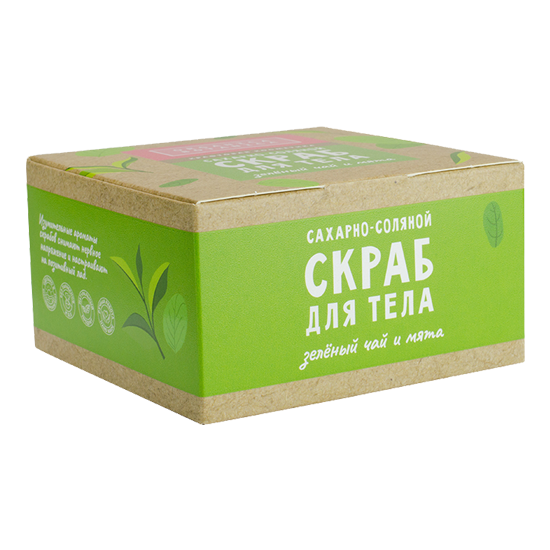 Сахарно-соляной скраб для тела «Зеленый чай и мята», Organicum botanicum