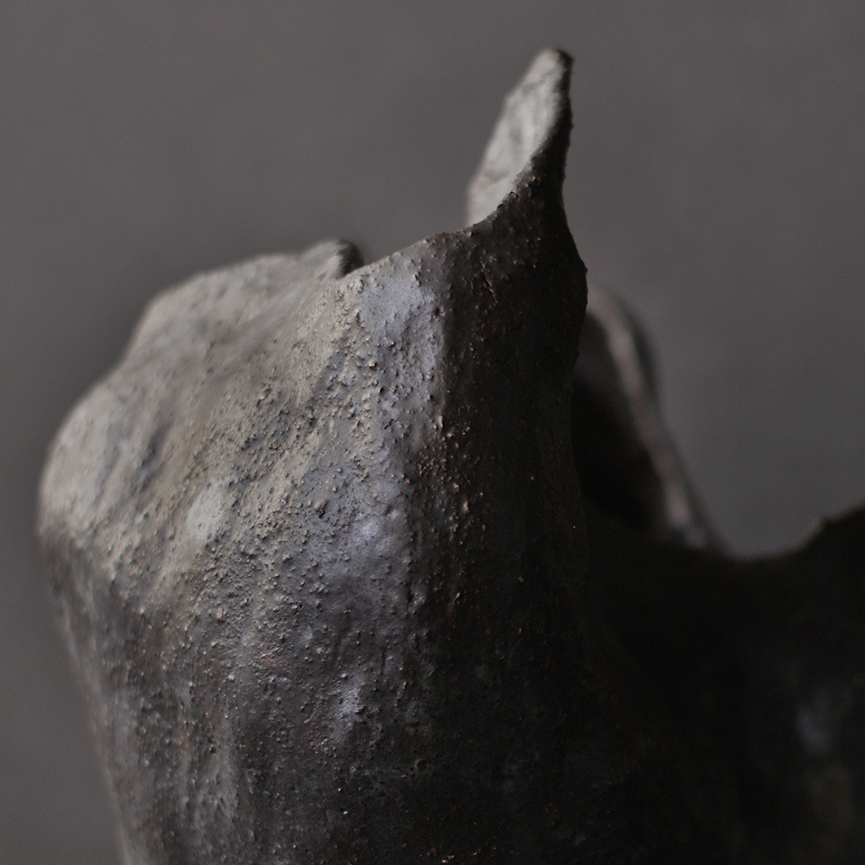 black stone vase