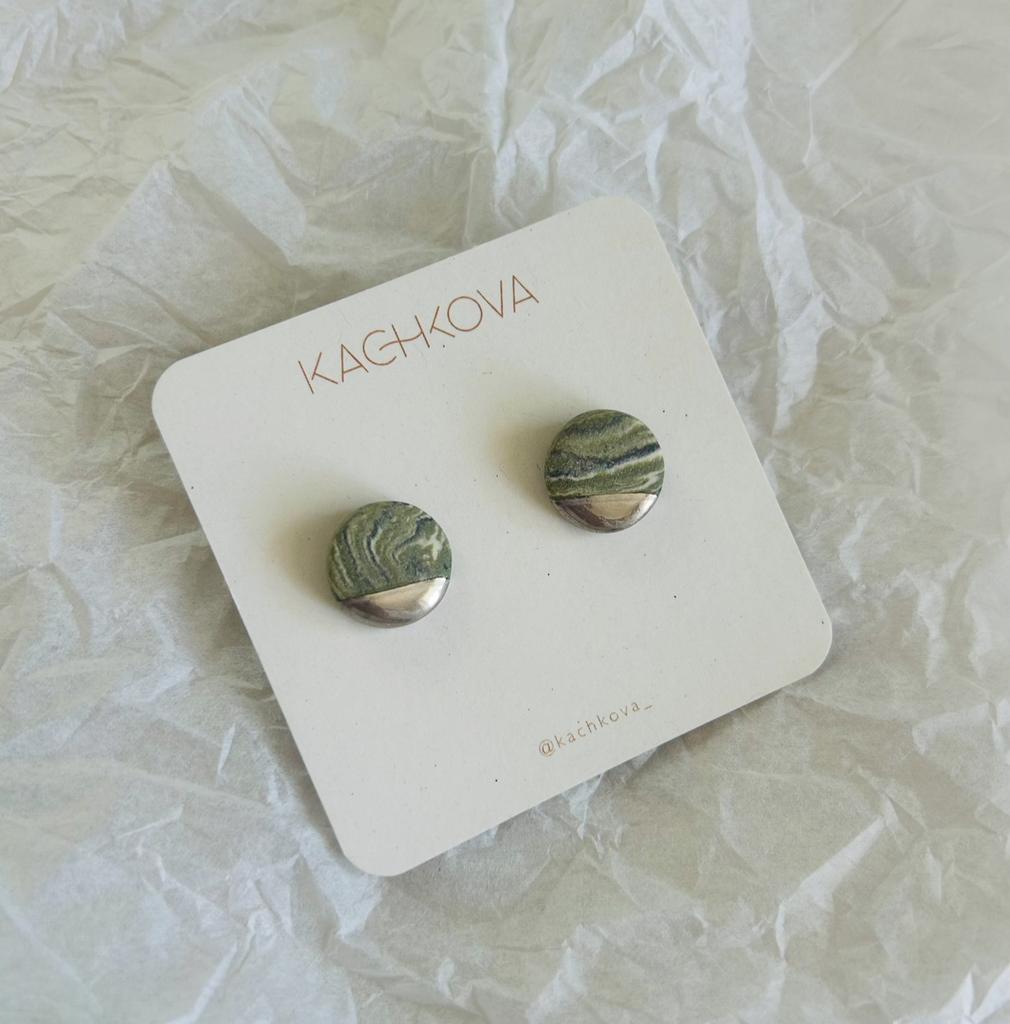 Серьги "Хвоя"кружочки (платина)