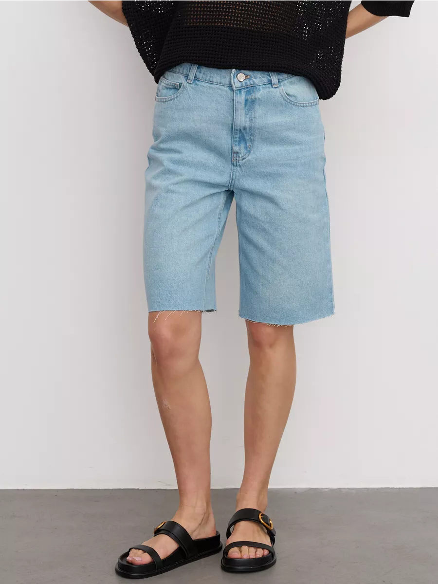 Шорты трубы классические светло-голубые y2k