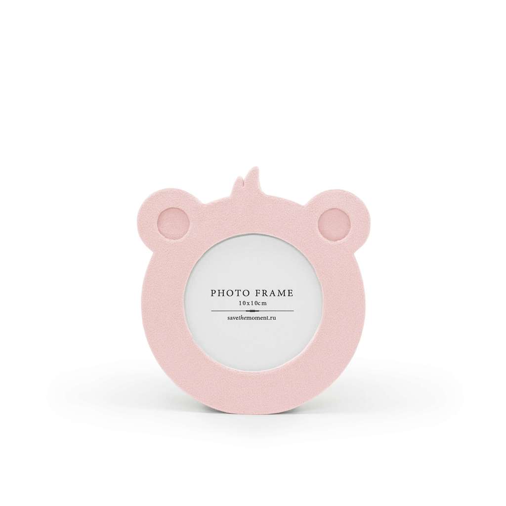Фоторамка детская 10х10, с круглым окошком, велюр, pink