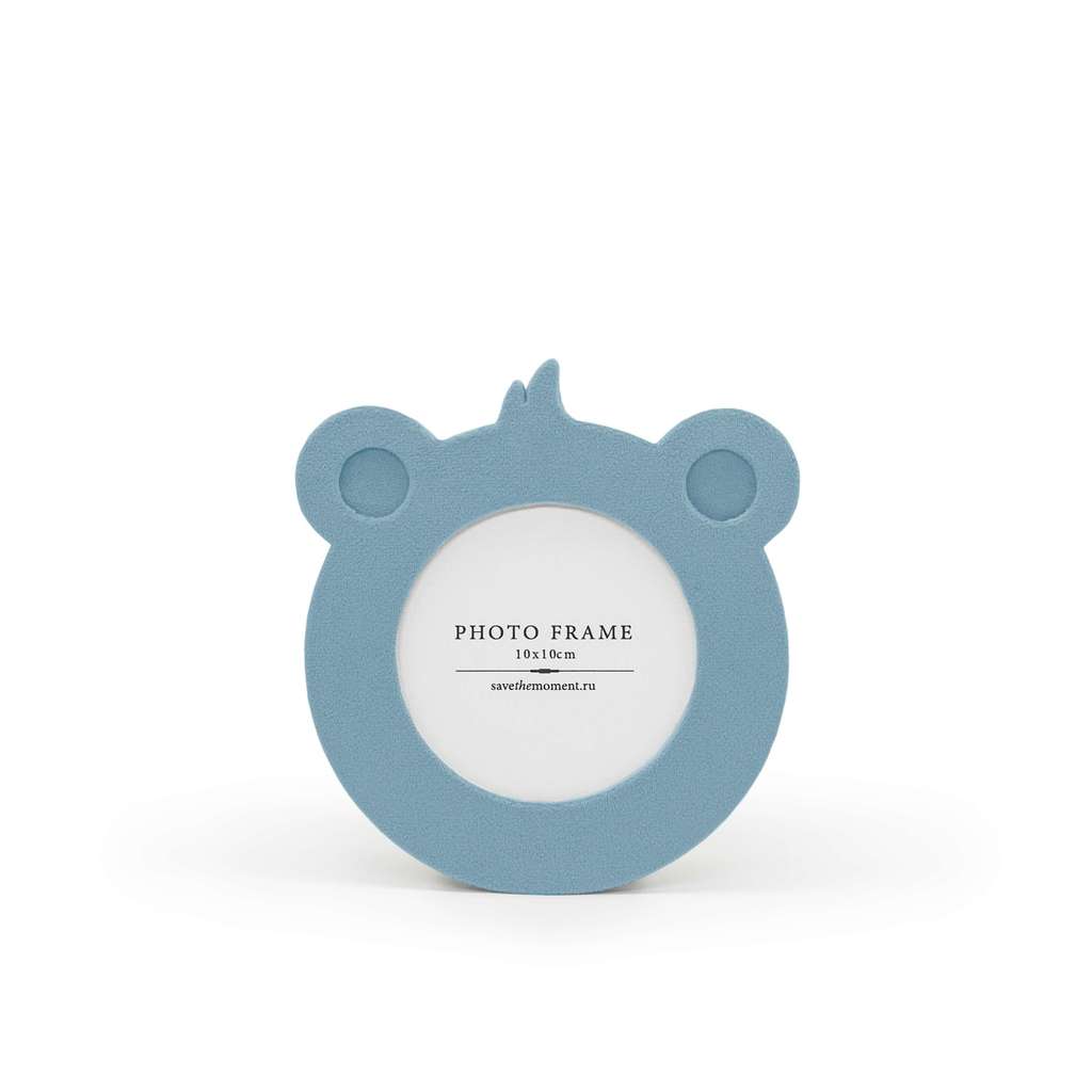 Фоторамка детская 10х10, с круглым окошком, велюр, dusty blue