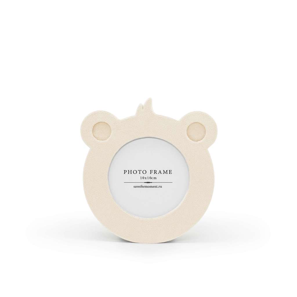 Фоторамка детская 10х10, с круглым окошком, велюр, cream