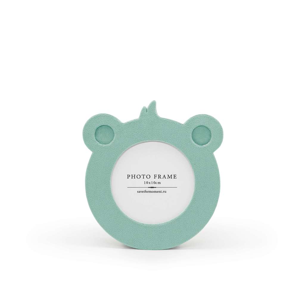 Фоторамка детская 10х10, с круглым окошком, велюр, aquamarine