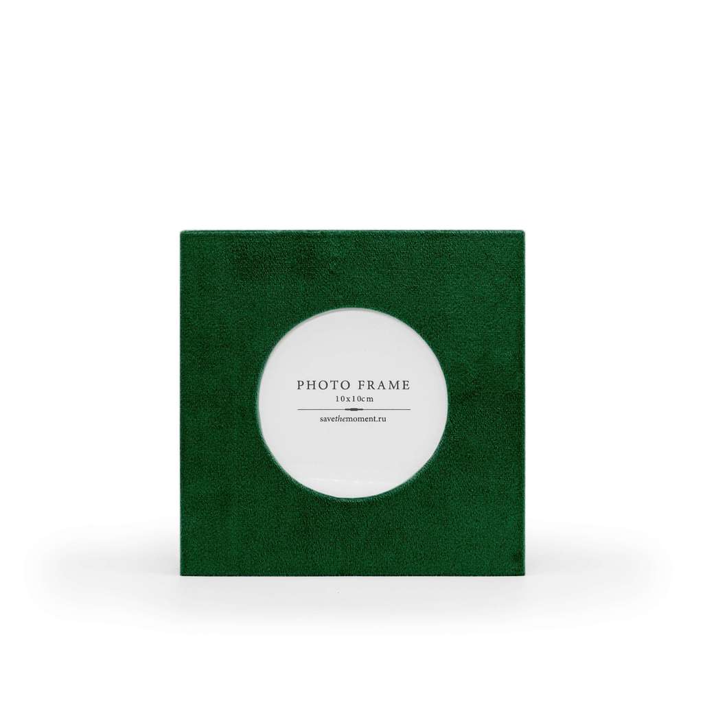 Фоторамка квадратная 10х10, с круглым окошком, велюр, deep forest