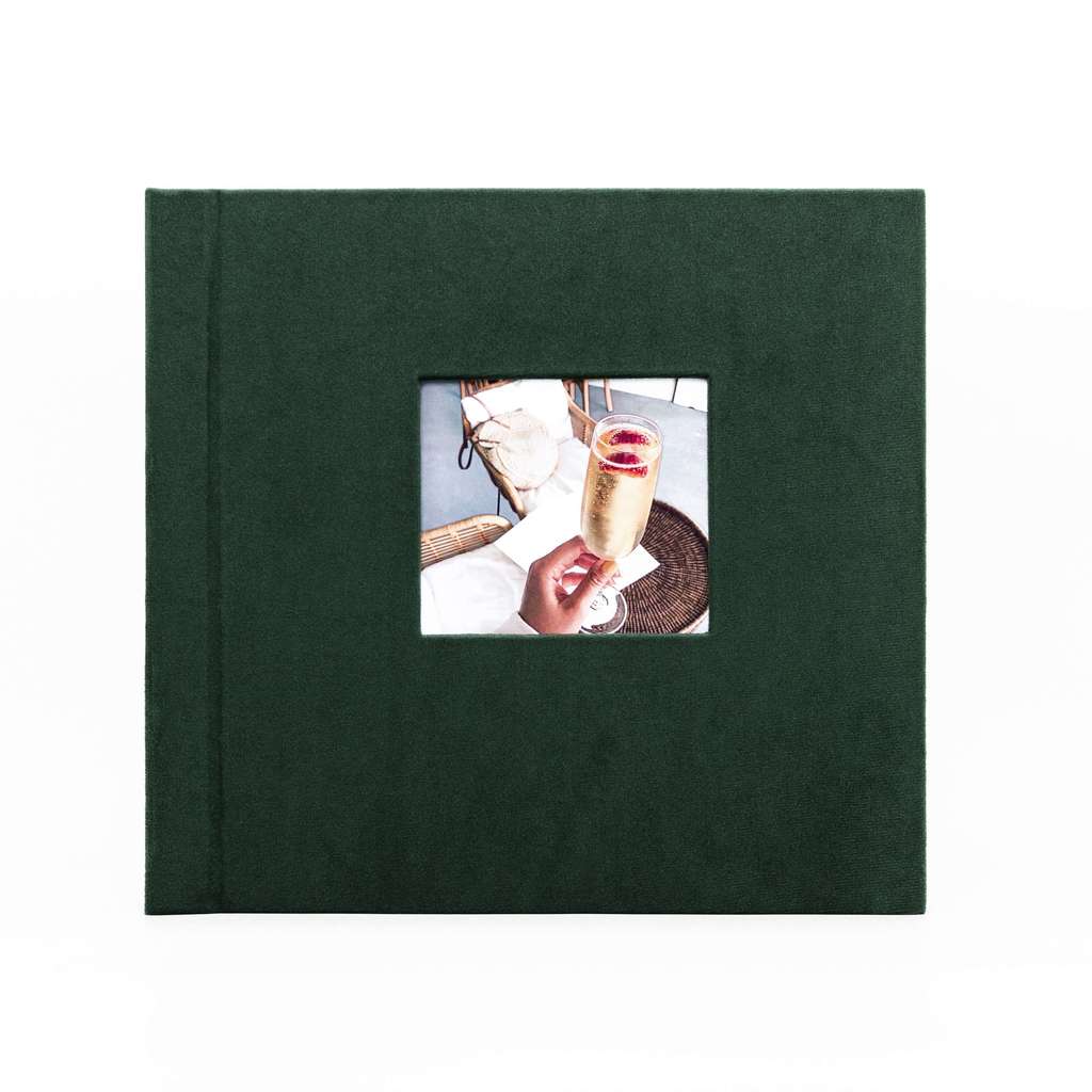 Фотоальбом с окошком для фотографии, изумрудного цвета, велюр