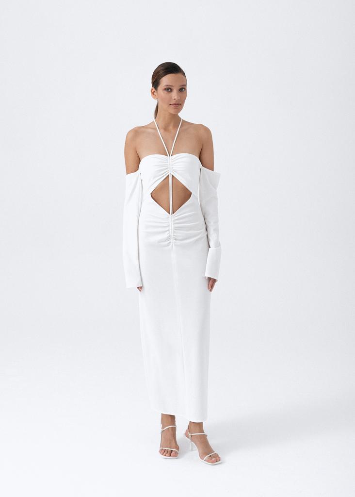 Ruched halter dress